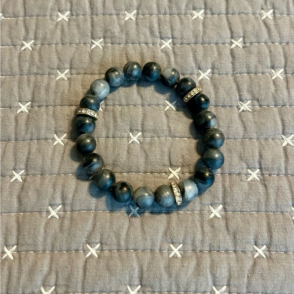 (Bundle 3 for $15) Elegant Black and Gray Beaded Bracelet with Gold Accents - Picture 2 of 2